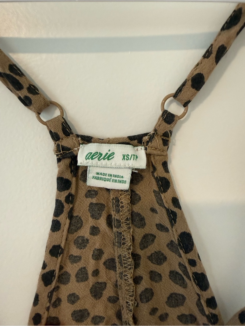 aerie Leopard Print Spaghetti Strap Romper - Brown & Black - Picture 2 of 4